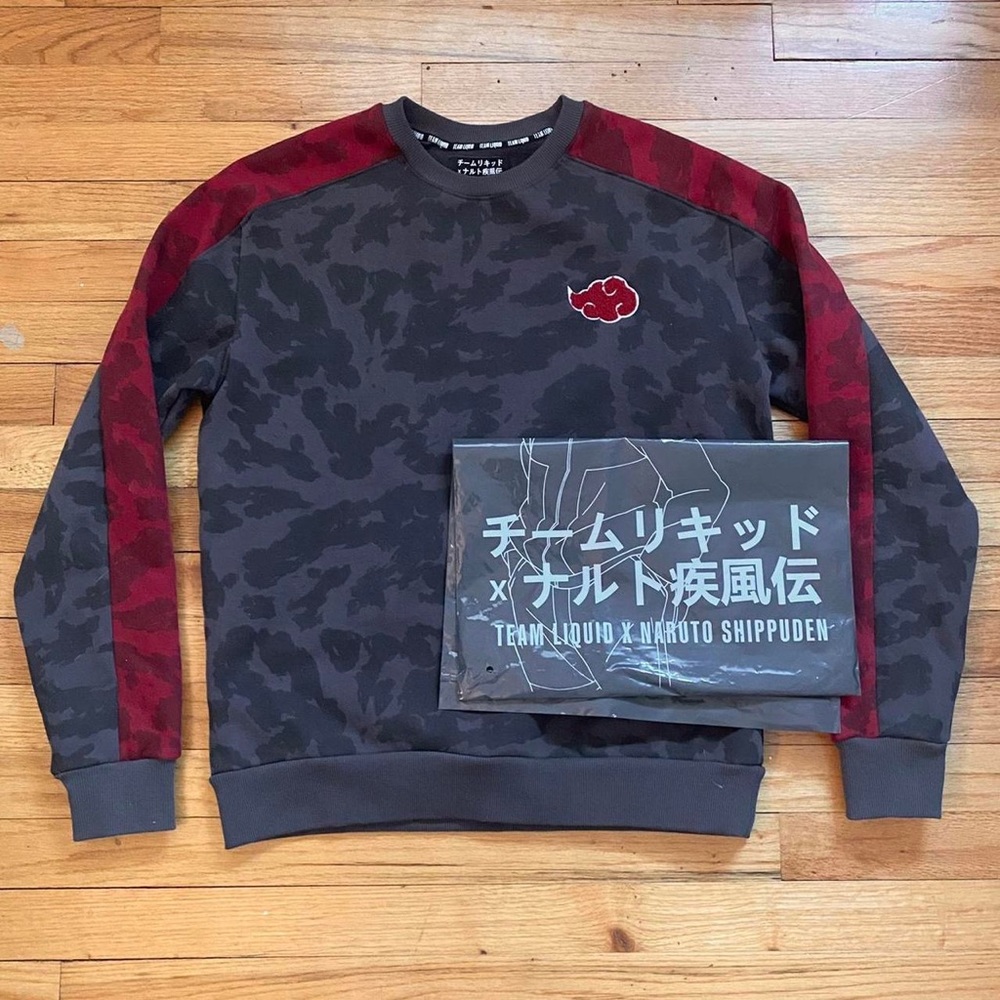 Limited Edition LIQUID x NARUTO Akatsuki Charcoal Pattern Crewneck Sweatshirt